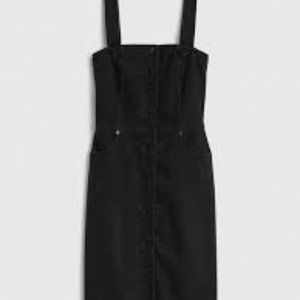 GAP 12P Black Apron Button-Front Denim Dress